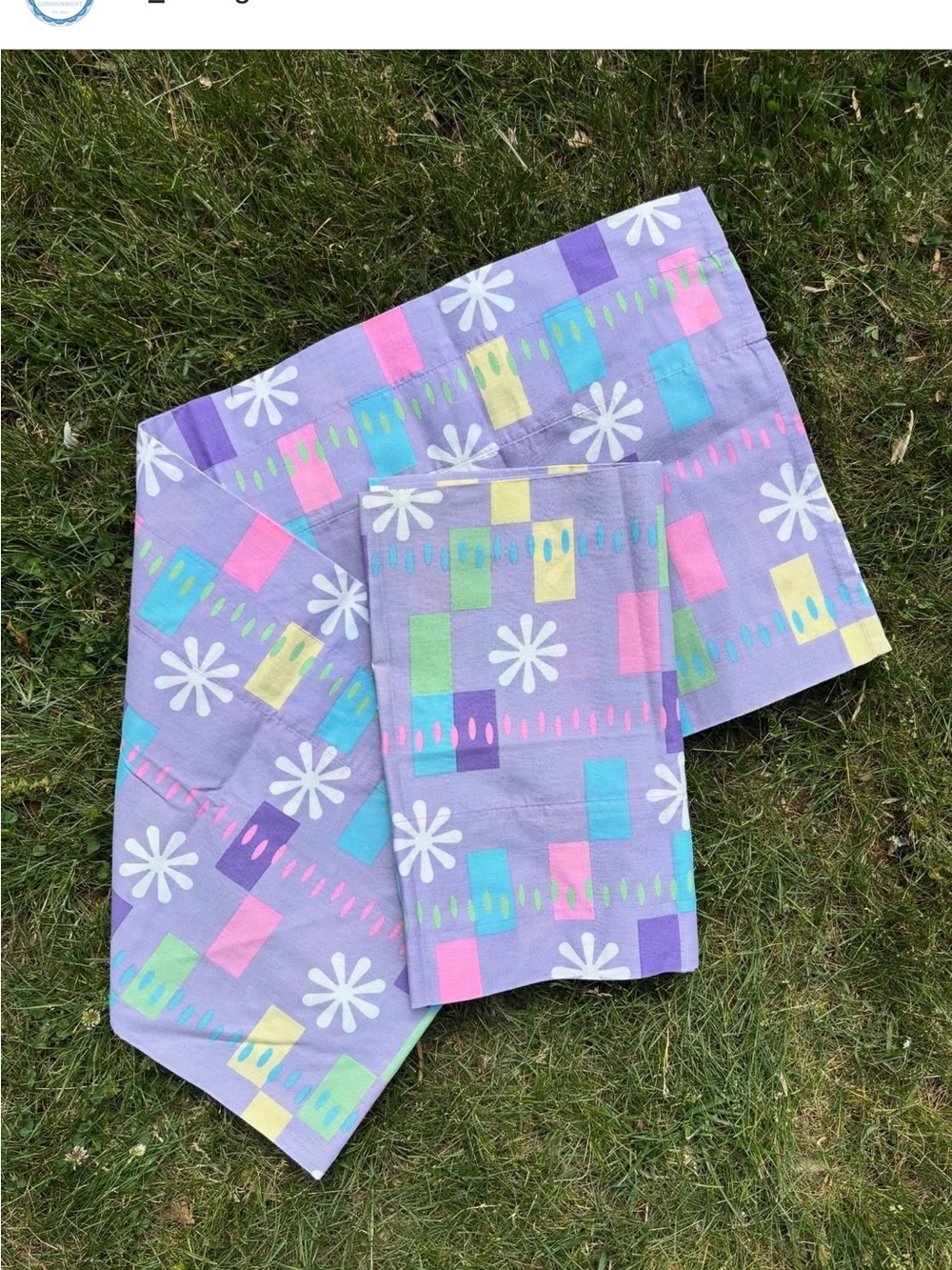 Lavender Floral & Geometric Cotton Y2K Curtains 70x15”  Set
